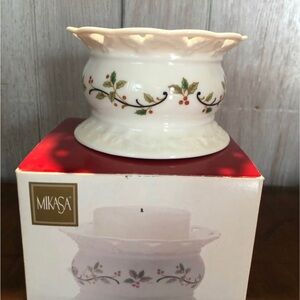 Mikasa White Candle Holder with Festive Design